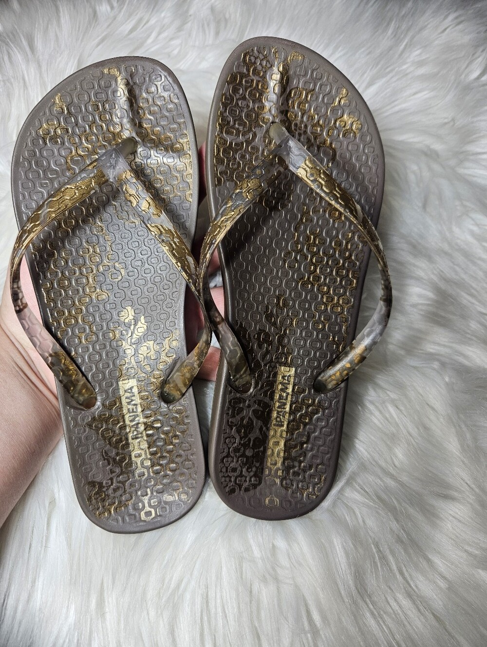 Ipanema See Thru Gold Women's Brown Metallic Flip-Flop Sandals